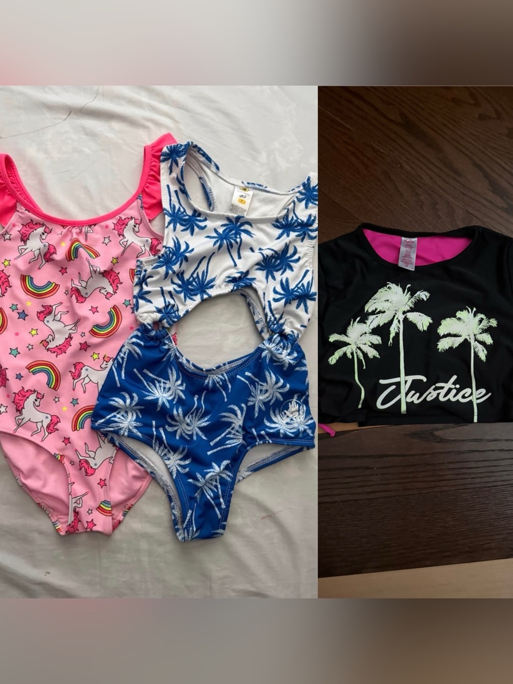 Body Glove & H&M Girls Swimsuit Bundle with Justice Swim Top